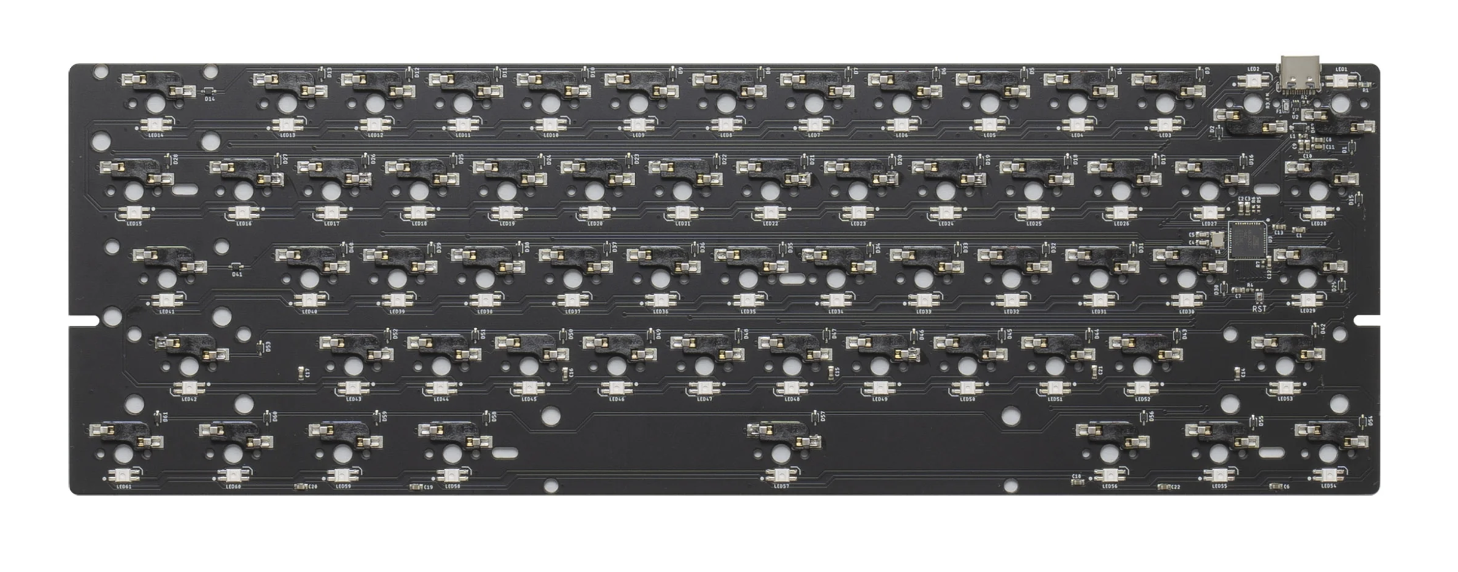 Hot-swap keyboard PCB close-up