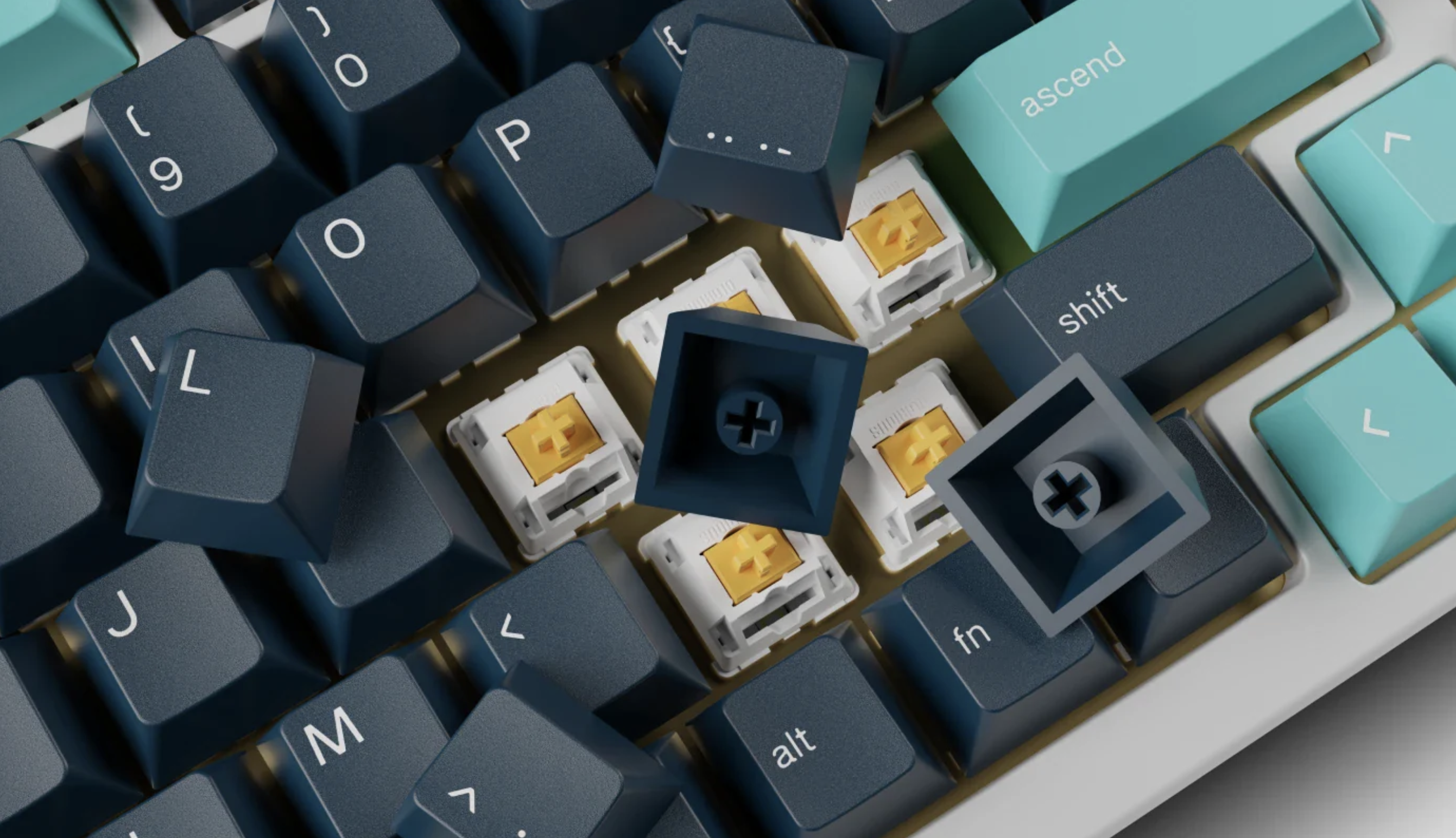 Keyboard with keycaps fully installed